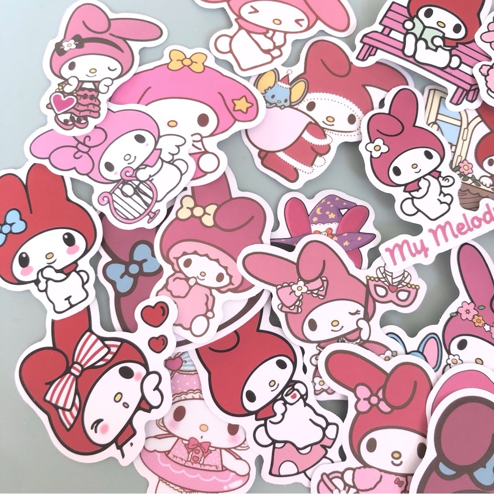 NWT 25pc Set Hello Kitty My Melody Sanrio Kawaii Stickers Variety Pack 2”